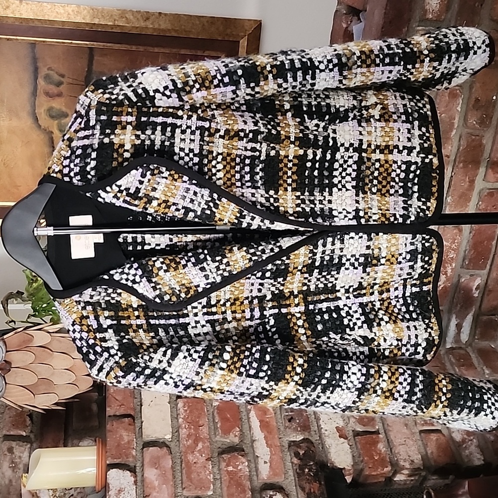 Ecetera Tweed Bouclé Jacket Black Gold Plaid Academia Style